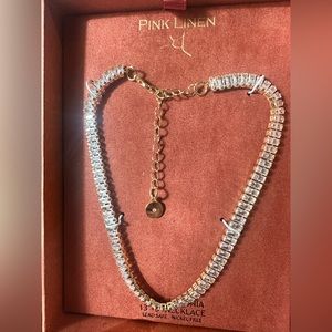 Pink Linen CZ necklace 13” + 3” extender